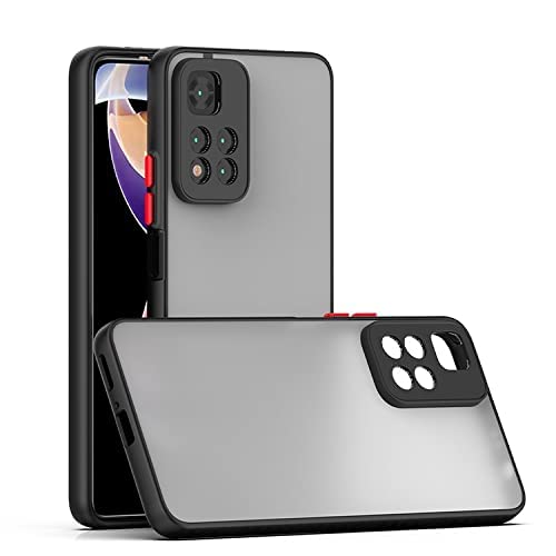 Image of Designerz Hub Transparent Military Grade Certified Clear Case - Smoke Case, Shock Absorbing Rubber, Scratch Resistant Protective Case, Drop Tested Case for Redmi Note 11T 5G / Poco M4 Pro 5G - Black