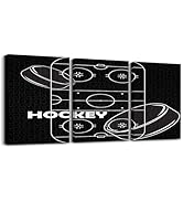 Feelyou Ice Hockey Canvas Wall Art for Bedroom 12" x 16" 3 Piece Ice Sports Games Office Wall Dec...