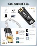 MoKo USB C to 3.5mm Audio Adapter, Dual DAC Chip CX31993 & MAX97220, 32bit/384KHz Audio Dongle with HiFi Amplifier, Type C to Headphone 3.5mm Aux Converter for iPhone Android iPad Mac PC, Black