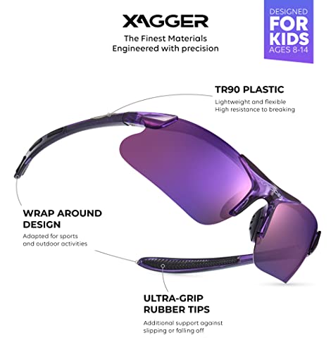 Xagger Youth Polarized Sports Sunglasses For Boys Girls Age 8-14 Kids Teens Lightweight Baseball Softball Cycling Running Glasses #TOP1