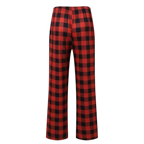 Mens Pajama Pants Baggy Lightweight Plaid Pj Pants Comfy Lounge Pj Bottoms Loose Elastic Waist Trousers With Pockets4