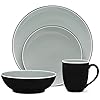 Elevate Your Dining: Buy the Noritake ColorTrio Graphite 4-Piece Dinnerware Set in Sleek Black and White – Noritake