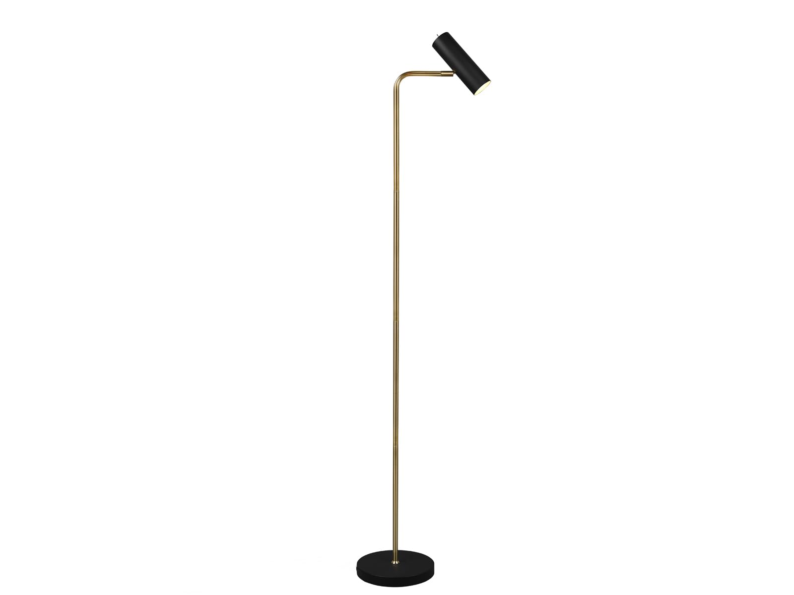 Stehlampe aus Metall Schwarz Messing mit schwenkbarem Spot, Höhe 151cm