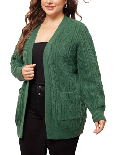 Image of Agnes Orinda Cardigan Sweaters for Women 2025 Plus Size Lightweight Long Sleeve Open Front Sweaters with Pockets