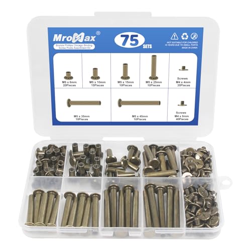 image for MroMax 150Pcs (75 Pair) M5 x 6/10/15/25/35/45 Bronze Phillips Chicago 