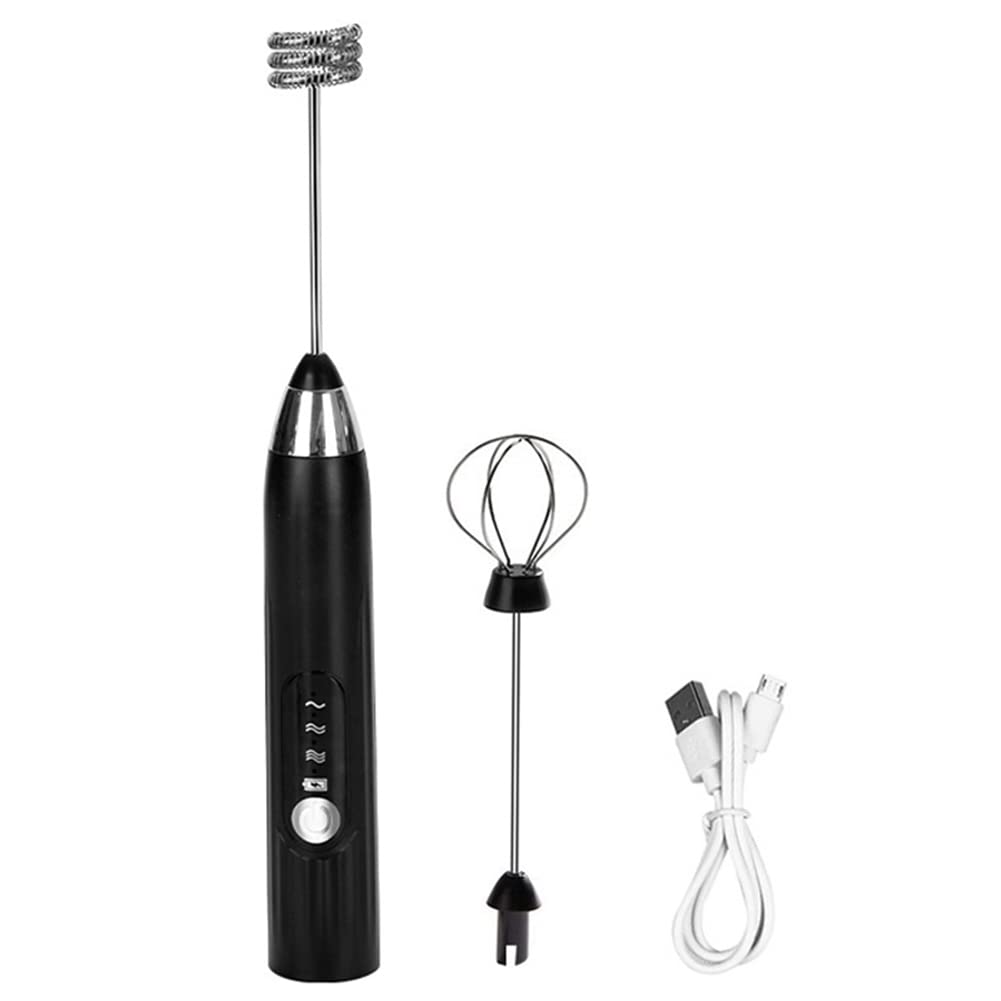 Bloepum Handheld Foamer High Speeds Drink Mixer Multifunctional Egg Beater Electric Household Small Stirrer Coffee Frothing Wand Black