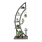 6 Tier Metal Plant Stands for Indoor Plants, Modern Outdoor Plant Shelf Display Rack Flower Pot Holder Stander with Hanger for Living Room Garden Patio Balcony (1, Black)