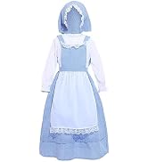 Dressy Daisy Pioneer Colonial Prairie Blue Gingham Dress Costume with Apron and Bonnet for Toddle...