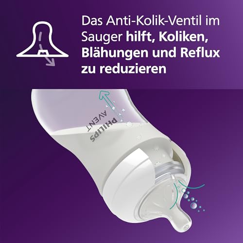 Philips AVENT Natural Response Geschenkset für Babys: 4 Natural Response Babyfläschchen (260 ml) mit T3 Saugern (ab 1 Monat), SCY903/61 6