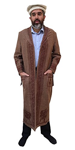 Desert Dress Hand Made Afghaanse Chitral Over Jas Winter Chugha Pakol Patu Mens Bruin Wol Kashmir Chugah Sjaal Pakol Lange