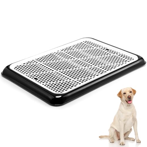 Image of Mifoci Dog Pee Pad Holder Potty Tray Portable Dog Litter Box Toilet Training for Indoor Outdoor Small Medium Large Pet Puppy(Black,25.59 x 18.9 Inches,1 Pcs)