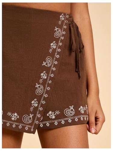 Image of SweatyRocks Women's Boho Mini Skirts Floral Shorts Tie Side Wrap Skorts