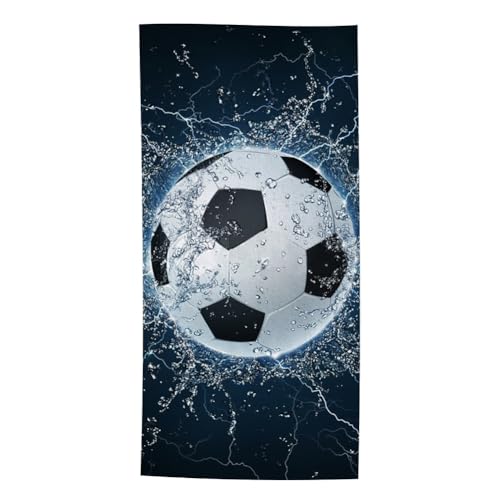 PyrrlicToy Fußball Strandtuch Kinder, Handtuch Fußball Personalisiert, Badetuch Saunatuch Fußball, Camping Handtücher Pool Reisen Schwimmen Duschtuch für Kinder und Fans (140 x 70 cm)
