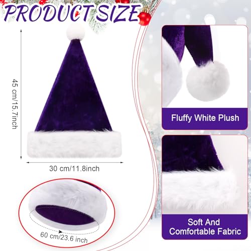 Image of Vicenpal 20 Pcs Santa Hats Bulk Plush Christmas Hats for Adults Women Men Holiday Party Costume(Purple)