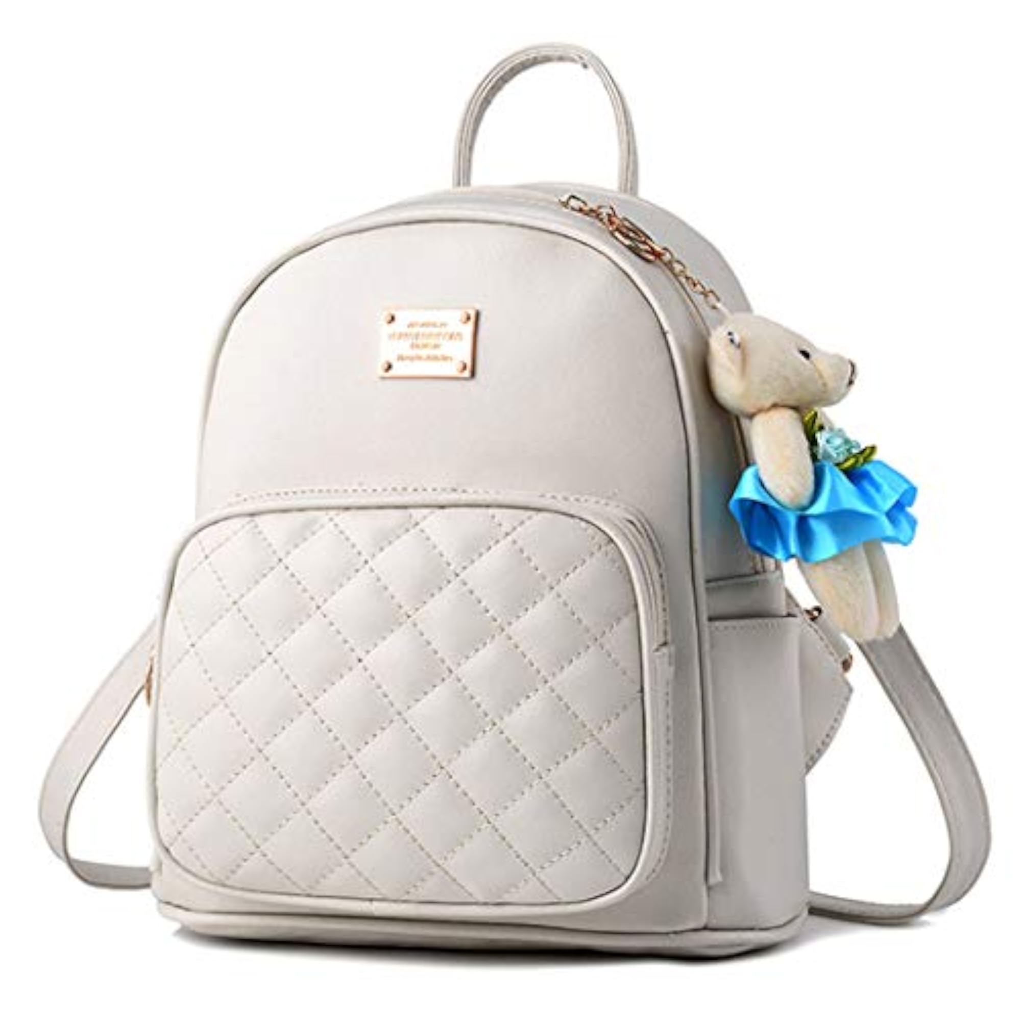 School Mini Backpack Solid Color Cute Daypack, Faux Leather
