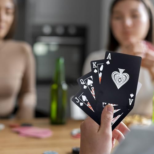 Pokerkarten Schwarz - 1 Deck Spielkarten,Coole Plastikspielkarten,wasserdichte Spielkarten,Kartenspiel,Ideal für Poker,Blackjack,Skat & Mehr,Pokerkarten für das Geschenkpartyspiel (Rot) – Bild 8