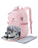 BAGSMART Gym Backpack with Shoes Compartment, Travel Backpack for Men Women, Stylish Workout Sport Bag for Yoga, Casual Weekender Carry On for Flight, College, Outdoor, Pink