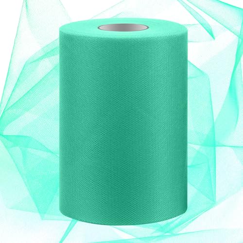 Swpeet Rouleau de tulle vert menthe de 15,2 cm x 91,4 m - Bobine de tulle transparente en polyester pour bricolage, fête d'anniversaire, décorations de...