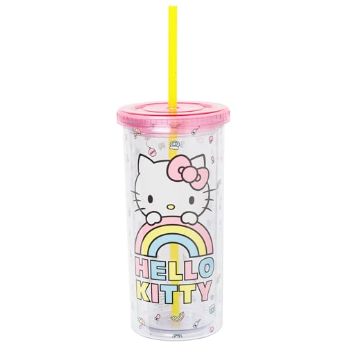 Image of Silver Buffalo Sanrio Hello Kitty, Plastic Cold Cup, 20oz | Tall, Includes Lid and Straw, 0.59 Liters