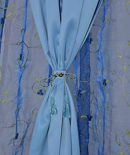 Image of Polyester Door Curtain Pack of 2 (7 Feet, Navy Blue + Sky Blackout)