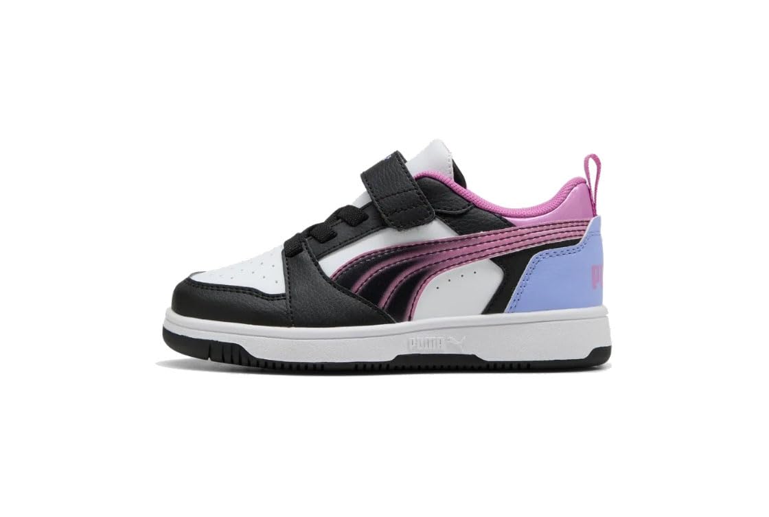 PUMA Rebound V6 LO Jelly Heaven AC+ PS Sneaker, White Black-Intense Lavender, 13 UK Child