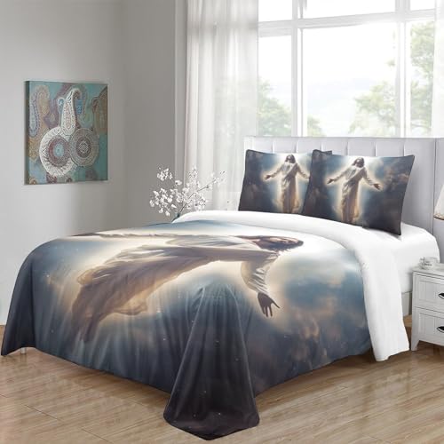 Housse de couette Jésus antibactérienne et respirante pour lit double - 5
