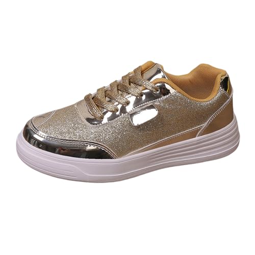 Chaussures running femme en cuir couleur or de taille 42
