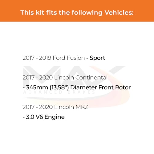 Image of Max Advanced Brakes Front & Rear Brake Kit Compatible With 17-19 Ford Fusion Sport Compatible With Lincoln Continental Replacement Premium OE Disc Brake Rotors and Ceramic Brake Pads