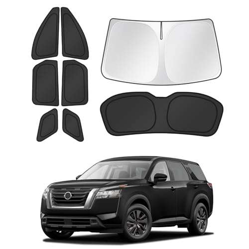 Image of Canvcle Window Shades for 2022-2025 2026 Nissan Pathfinder Accessories Windshield Sun Shade Side Rear Window Cover Sunshade Sun Visor Shield Privacy Protection for Camping Keep Vehicle Cool Black 8PCS