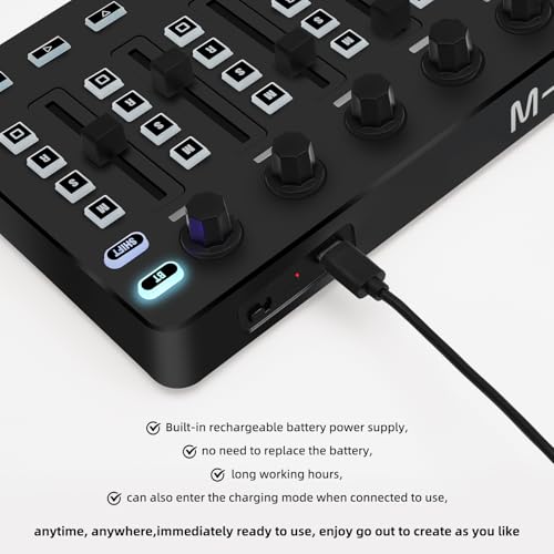 Image of Wireless Midi Controller Mixer, Bluetooth Semi Weighted Professional dynamic keybed 8 Knobs and Music Production,Software Included (Black Mixer)