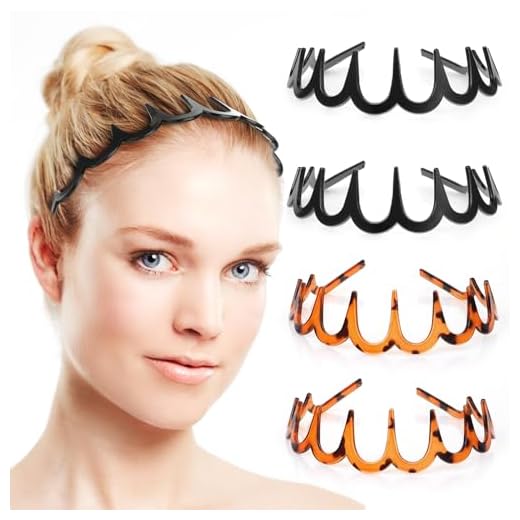 Gjinxi 4pcs Zig Zag bandeau, noir et léopard imprimé requin dent peigne à cheveux bandeau, femmes bande de cheveux peigne bandeaux, élastique ondulée printemps vague cheveux Hoop, unisexe Sport mode