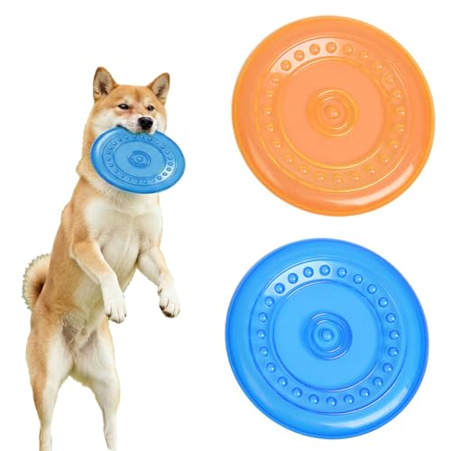 BDEPSTR 2pz Frisbee per Cani in Gomma | Giocattolo Interattivo per Addestramento e Giochi all’Aperto