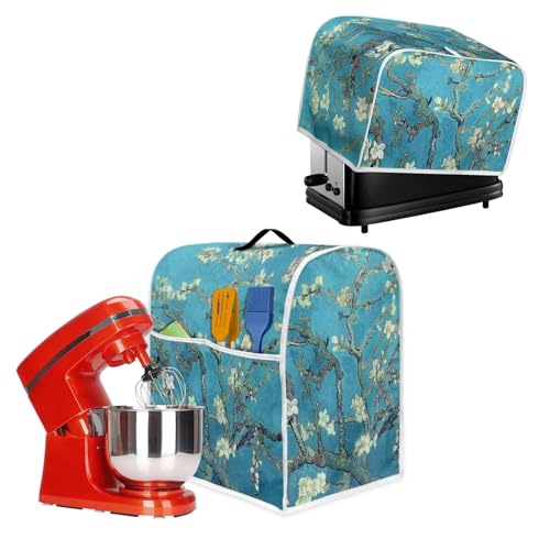DISNIMO Almond Blossoms Tree Oil Painting 4 Slice Toaster Cover and Stand Mixer Cover Compatible with 4.5-5 Quart Kitchen Aid Mixer Home Kitchen Appliance Cover Stain Resistant Mixer Cover