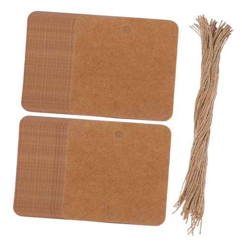 STOBOK 200個 牛皮紙値札タグ 耐久性ある紐付き 無地クラフトタグ 多用途ラッピング 価格 衣料品用 装飾 ウェディング パーティー対応