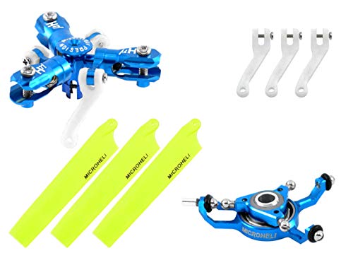 Microheli CNC Triple Yellow Blades Conversion Set (Blue) - Blade MCPXBL / BL2 (MH-MBL2301TYL)