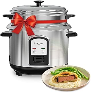 Macook Electric Rice Cooker with Stainless Steel Inner Pot Makes Soups, Stews, Porridge's, Grains and Cereals, 10 Cups Uncooked (20 Cups Cooked)