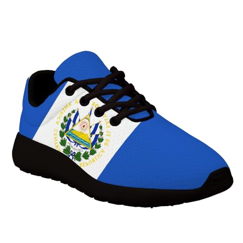 Sonzj-II El Salvador Flag Shoes for Women Men Trail Running Fashion Sneakers Breathable Mesh Tennis Athletic Shoes White3