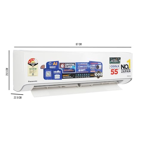 Image of Panasonic EU 7 in 1 Convertible 1Ton 3Star Smart Inverter Split,(100%Copper Condenser, CS /CU-EU12BKY3FM),With MirAie & Matter Certified 55Tested, High CFM & Eco tough Outdoor Crystal Clean Technology