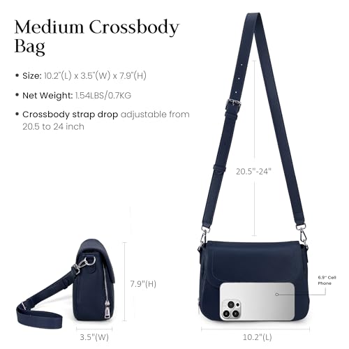 Image of befen Genuine Leather Crossbody Bags for Women with Built in RFID Wallet Medium Womens Saddle Bag Cross Body Purse