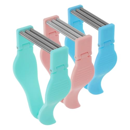OSALADI Depiladora Facial Manual de 3 Piezas Resorte, Herramienta Portátil para Depilación del Vello Facial, Bigote y Mentón para Mujeres, Colores Azul, Rosa y Verde, Uso en Viajes