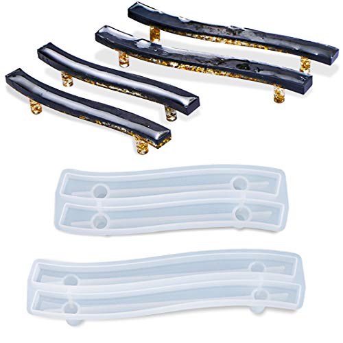 iSuperb 2 Stück Tablett Griffe Silikonformen Epoxidharz Formen für DIY-Untersetzer Griffe Gebogene Gussformen mit Zwei Größen für ServierPlatte, Achatplatte, Obstplatte (Tablett Griffe Silikonformen)