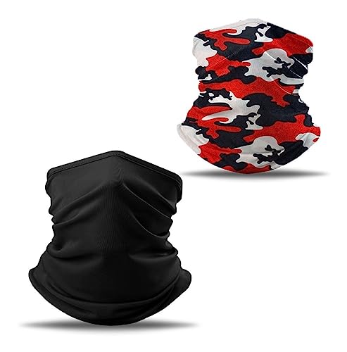 Kit 2 Bandanas Tubular Tamanho Único Multiuso Mascara Balaclava Bike Moto Ciclismo Gola Preta e Camu