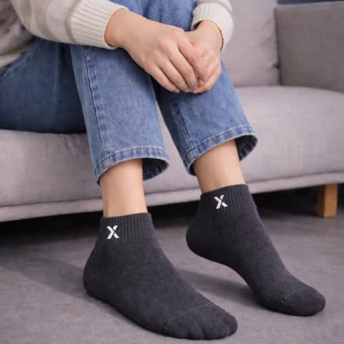Image of RECKZOZ Men's Cotton Blend Ankle Length Socks, Multicolour, Free Size, Breathable, Casual Wear, 5 Pair
