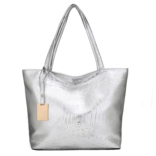 Moda Grande Capienza Borse Spalla Elegante Donna Borse Signora Borsa Tote Borse Shopper，Donna Borse a Tracolla Borsa a mano Borse (Argentato)
