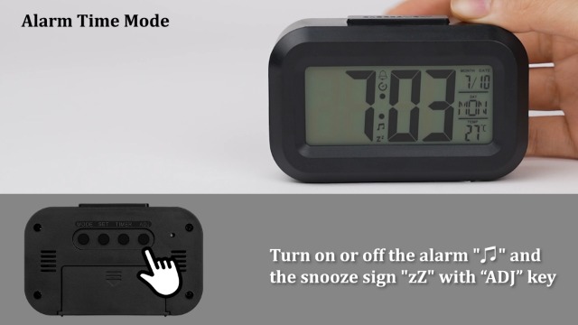 Wekker Digitaal, Op Batterijen Werkende Tafelklok met Snooze, 12/24 Uur