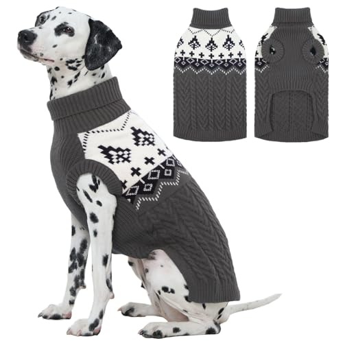 Christmas Dog Sweaters for Large Dogs, Cold Weather Pet Warm Knitwear for Dogs Girl Boy, Sleeveless Easy On Holiday Christmas Tree Pattern Festive Pet Sweater for Doberman, Labrador, Grey 2X