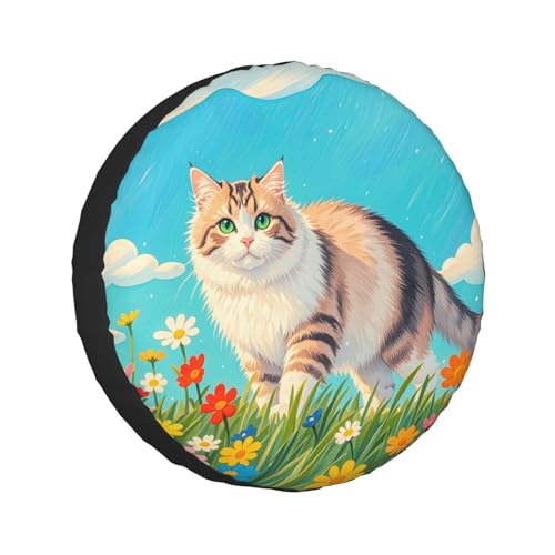 Image of Funny Cat Spare Tire Cover Wheel Protector Weatherproof Wheel Cover Universal Decorative Accessories for Camper RV SUV Travel Trailer 16 inch