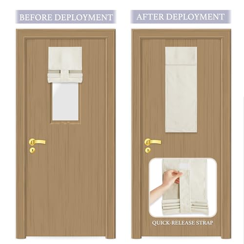 Image of RYB HOME Classroom Door Window Cover, 100% Blackout Shades for Classroom Windows and Doors Cover Lockdown Shades Blocks Views, W 8 x L 36 inch, Ivory, 1 Panel