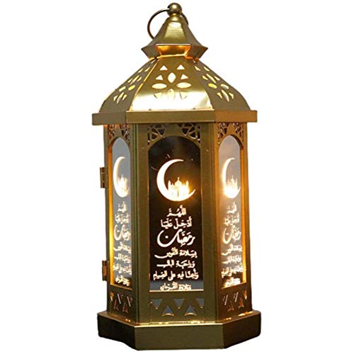 Eid Mubarak Laterne, Ramadan Dekoration Laterne-Candle Holz Lantern Marokkanische Vintage Laterne Deko Hängende Eid Lichter Mit LED Ohne Batterie, Orientalische Lampe für Muslimischen Islam Eid (2) Cover