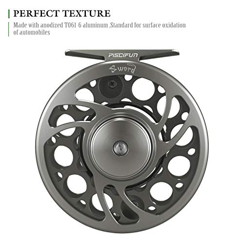 Piscifun Sword Fly Fishing Reel, Cnc-Machined Aluminum Alloy Fly Reel, Light Weight And Corrosion Resistance Design 3/4Wt Space Gray #TOP4